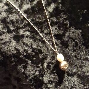 Loft Studio Gold and White Fresh Water Pearl Pendant Necklace.